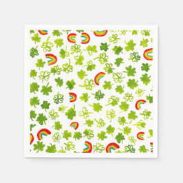 Servilleta De Papel Shamrock Rainbows Watercolor Irlanda ST PATRICKS