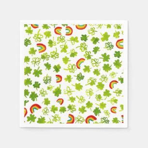 Servilleta De Papel Shamrock Rainbows Watercolor Irlanda ST PATRICKS