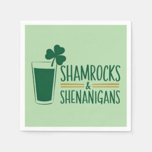 Servilleta De Papel Shamrock & Shenanigans: Diseño del Día de San Patr