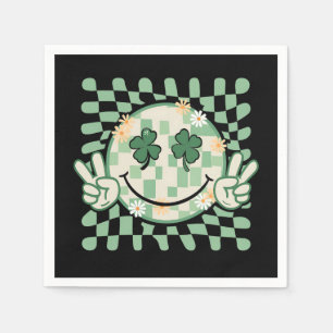 Servilleta De Papel Shamrock Smile Face Funny Día de San Patricio