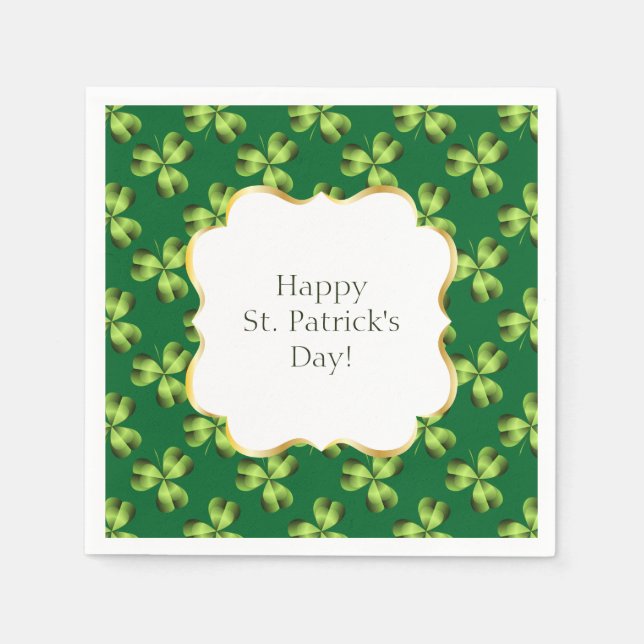 Servilleta De Papel Shamrock Three Leaf Clover Graphic (Anverso)