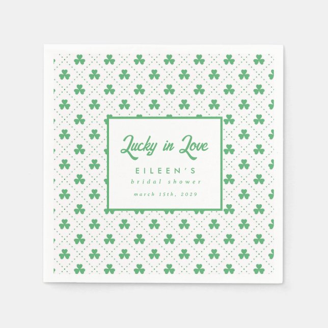 Servilleta De Papel Shamrock verde St. Patrick's Irish Bridal Shower (Anverso)