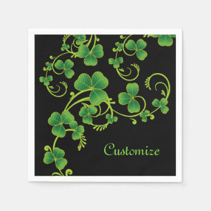 Servilleta De Papel Shamrock Vines Green and Black Napkins