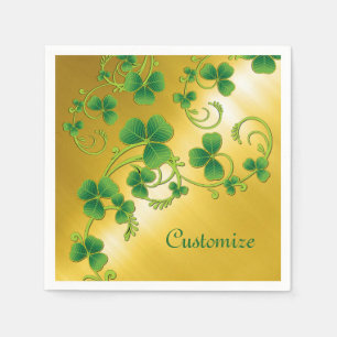 Servilleta De Papel Shamrock Vines Green and Gold Napkins