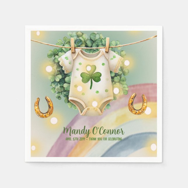 Servilleta De Papel Shamrock y Baby Shower arcoiris con encanto (Anverso)
