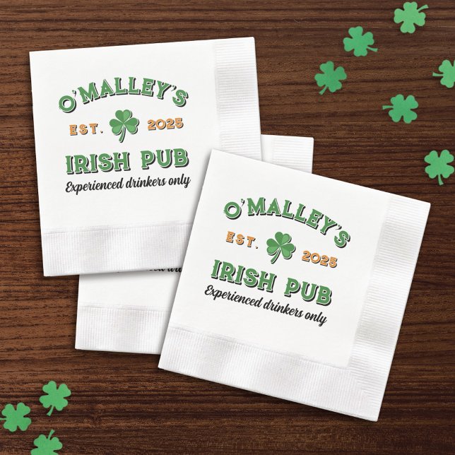 Servilleta De Papel Shamrock Your Name Slogan Year Est. Pub irlandés (Subido por el creador)