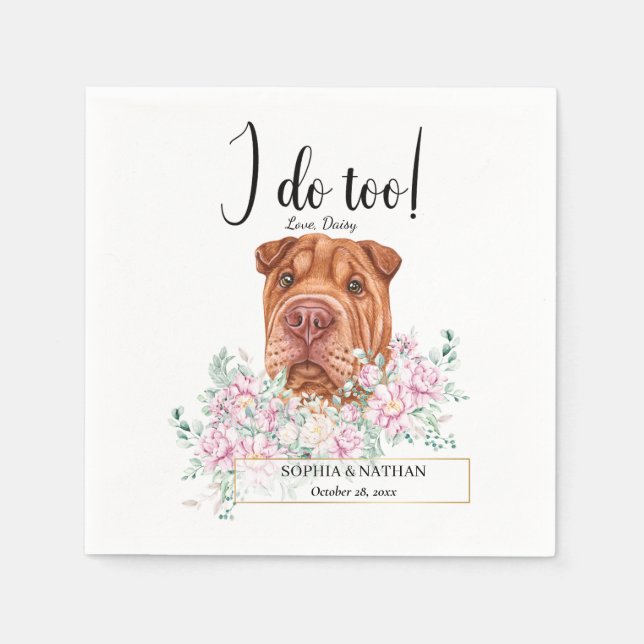 Servilleta De Papel Shar Pei Dog Boda Cocktail Napkins (Anverso)