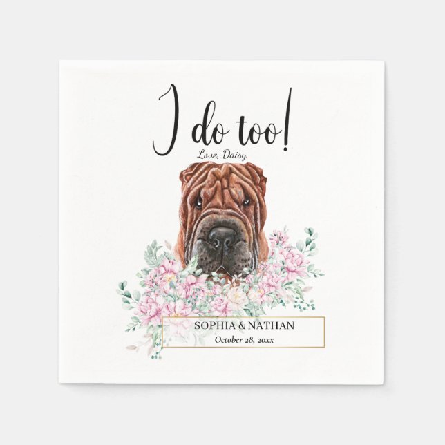 Servilleta De Papel Shar Pei Dog Boda Cocktail Napkins (Anverso)
