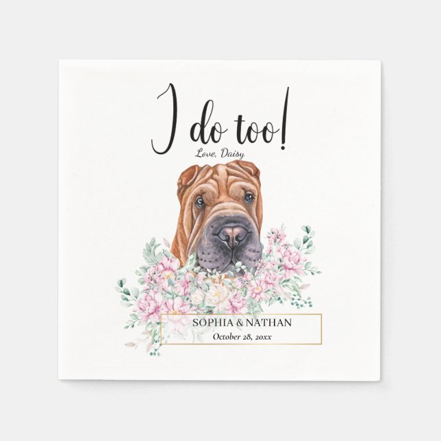 Servilleta De Papel Shar Pei Dog Boda Cocktail Napkins (Anverso)