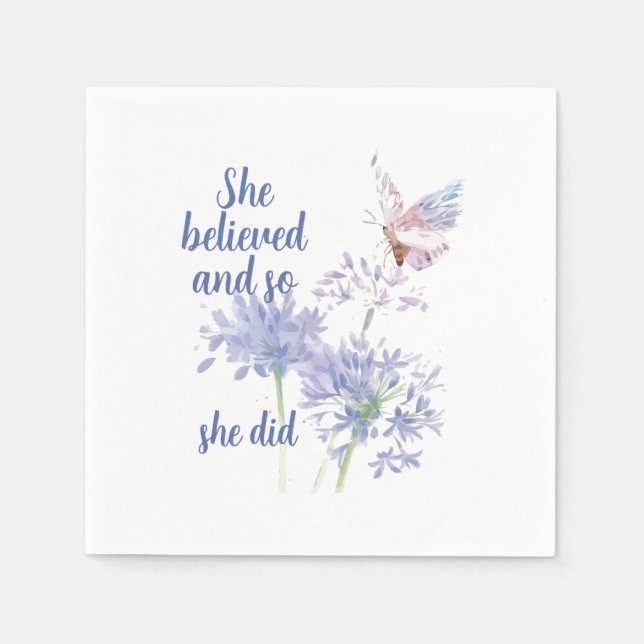Servilleta De Papel "She believed and so Motivational Quote Butterfly (Anverso)