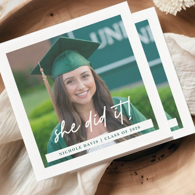 Servilleta De Papel She Did It Photo Graduation Napkin (Subido por el creador)