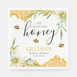 Servilleta De Papel She Found Her Honey Bridal Shower Floral Bee 