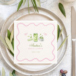 Servilleta De Papel She Found Her Perfect Matcha Bow Bridal Shower