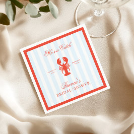 Servilleta De Papel She’s a Catch Lobster Red and Blue Bridal Shower