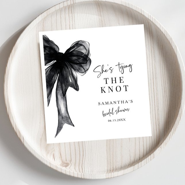 Servilleta De Papel She’s Tying The Knot Black Bow Bridal Shower (Subido por el creador)