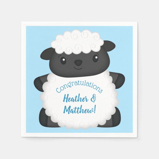 Servilleta De Papel Sheep Baby Shower Farm Blue Boy (Anverso)