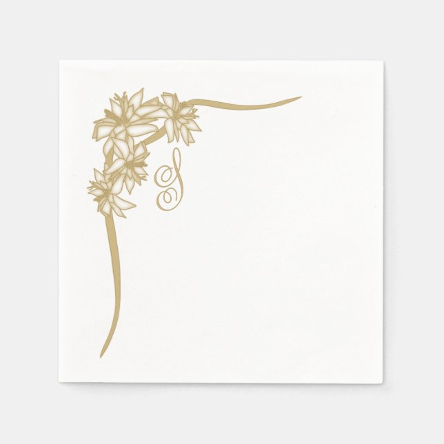 Servilleta De Papel Sheer Poinsettia Lace Monogramed (Anverso)