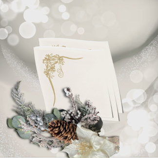 Servilleta De Papel Sheer Poinsettia Lace Monogramed