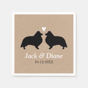 Servilleta De Papel Shelties Boda Pareja con texto Personalizado
