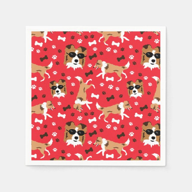 Servilleta De Papel Shelties Shetland Sheepdog Collie Dog Pattern (Anverso)