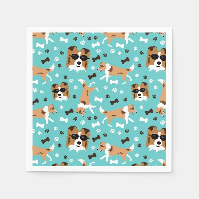 Servilleta De Papel Shelties Shetland Sheepdog Collie Dog Pattern Napk (Anverso)