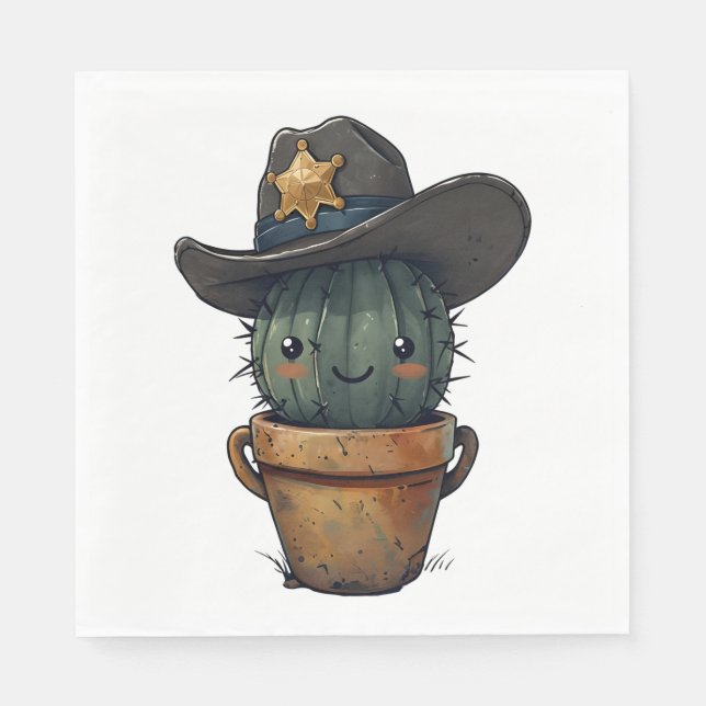 Servilleta De Papel Sheriff Spike-Cactus Character (Anverso)