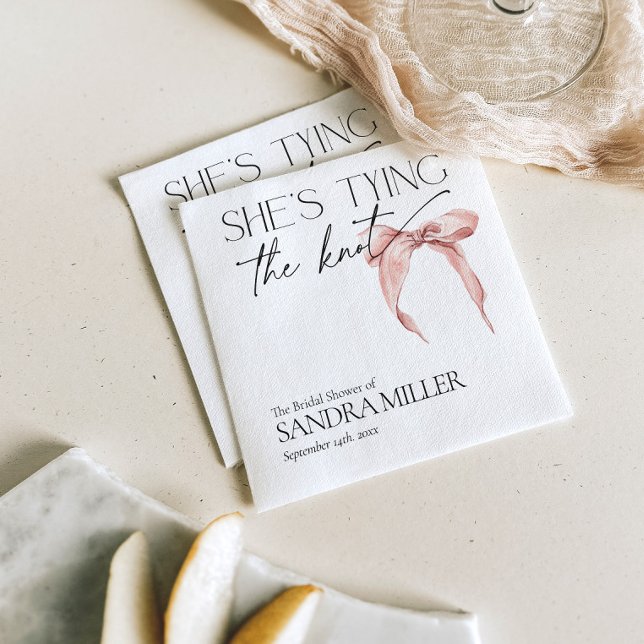Servilleta De Papel Shes atando el Knot Pink Bow Bridal Shower (Subido por el creador)