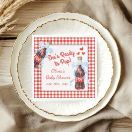 Servilleta De Papel She's Ready to Pop Baby Shower | Red Gingham