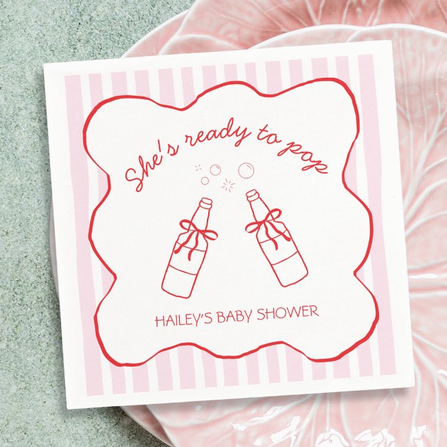 Servilleta De Papel She's Ready To Pop Soda Bottle Baby Shower (She's Ready To Pop Soda Bottle Baby Shower Napkins)