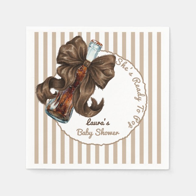 Servilleta De Papel She's Ready To Pop Soda Bow Baby Shower (Anverso)