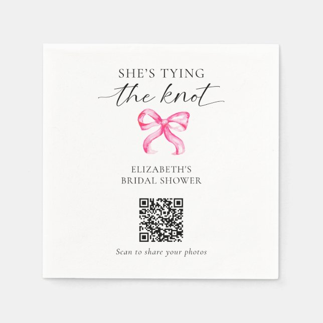 Servilleta De Papel She's Tying the Knot Bridal Shower QR Photo Share (Anverso)