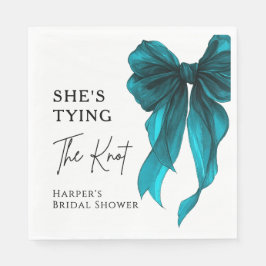 Servilleta De Papel She's Tying The Knot Turquoise Bow Bridal Shower