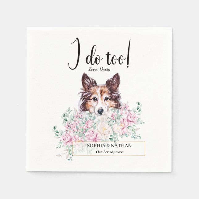 Servilleta De Papel Shetland Sheepdog Dog Boda Cocktail Napkins (Anverso)
