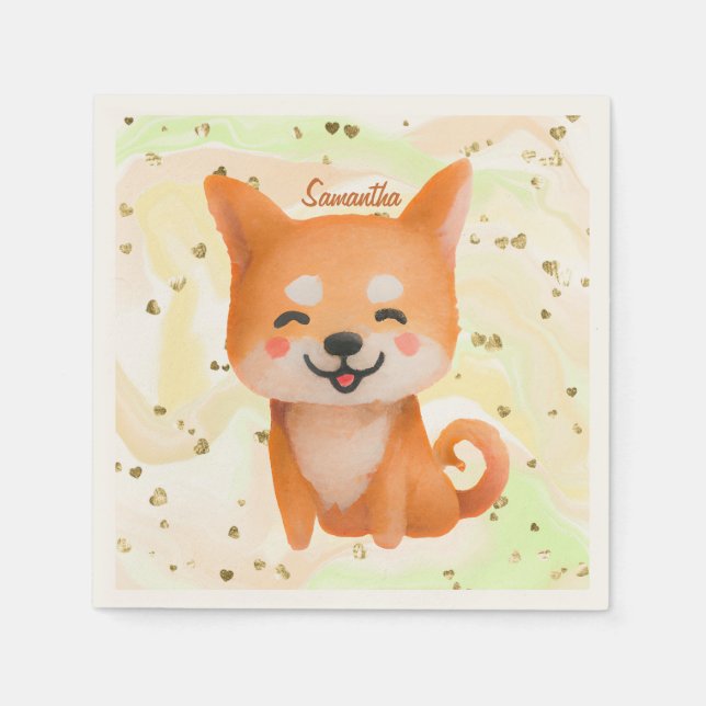 Servilleta De Papel Shiba Inu sonriente (Anverso)