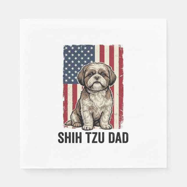 Servilleta De Papel Shih Tzu Dad Patriotic Vintage Dog Shirt Design_1 (Anverso)