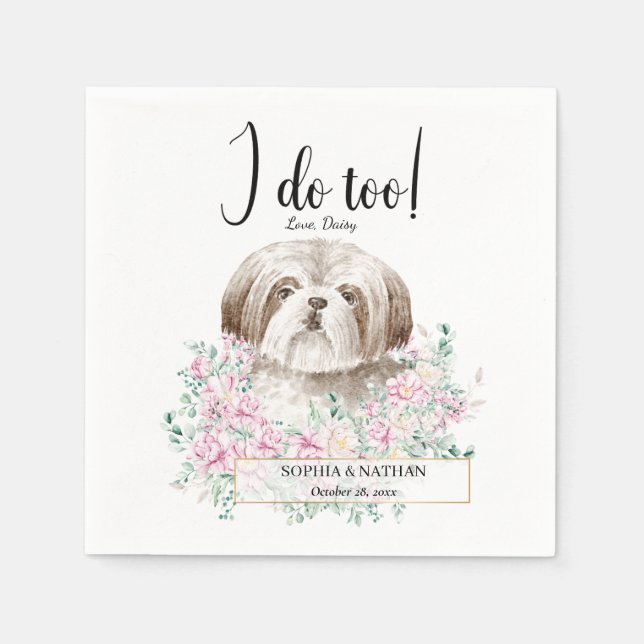 Servilleta De Papel Shih Tzu Dog Boda Cocktail Napkins (Anverso)