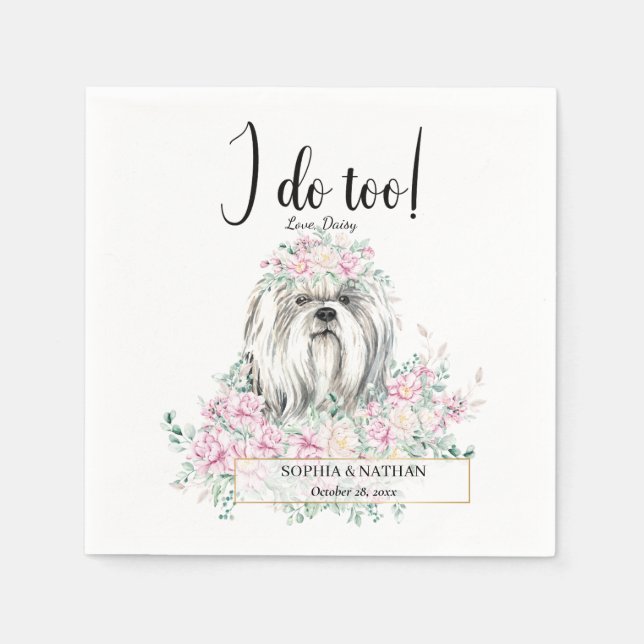 Servilleta De Papel Shih Tzu Dog Boda Cocktail Napkins (Anverso)