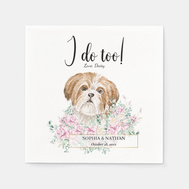 Servilleta De Papel Shih Tzu Dog Boda Cocktail Napkins (Anverso)