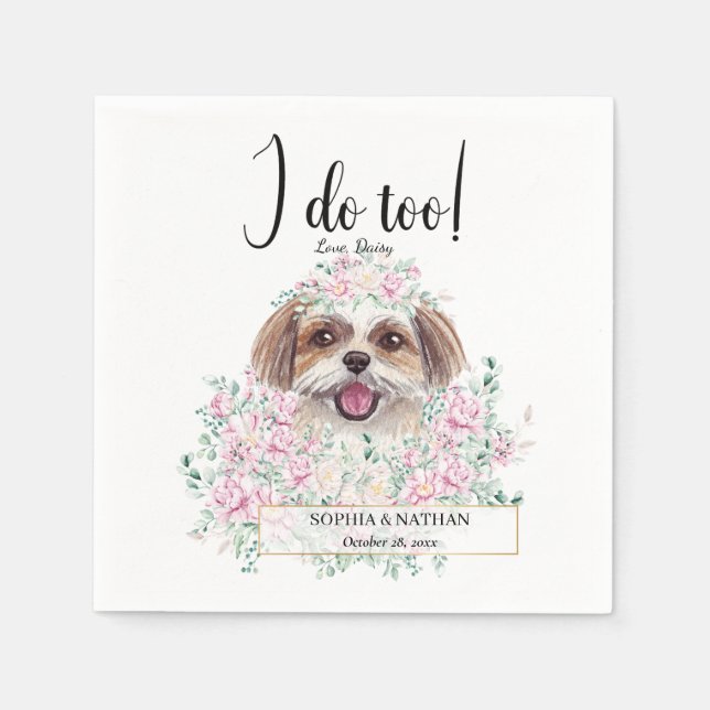 Servilleta De Papel Shih Tzu Dog Boda Cocktail Napkins (Anverso)
