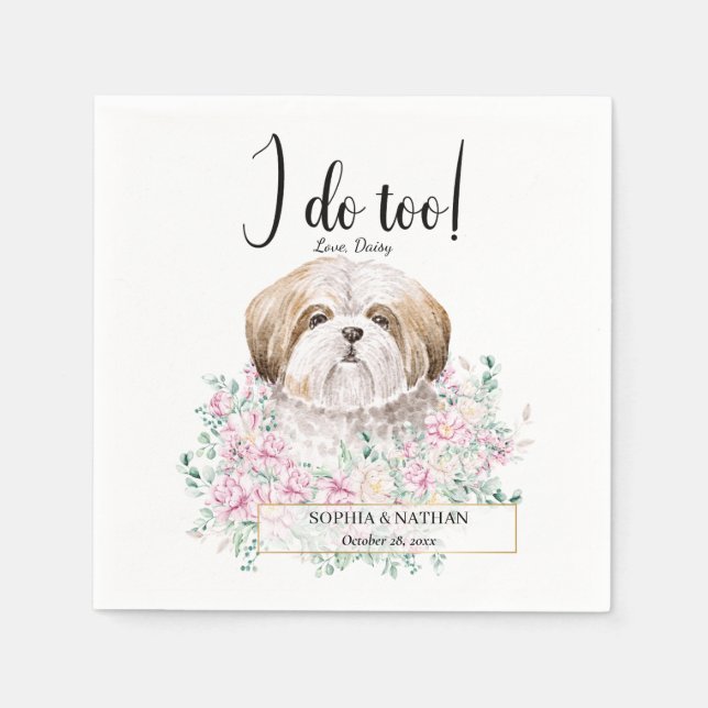 Servilleta De Papel Shih Tzu Dog Boda Cocktail Napkins (Anverso)