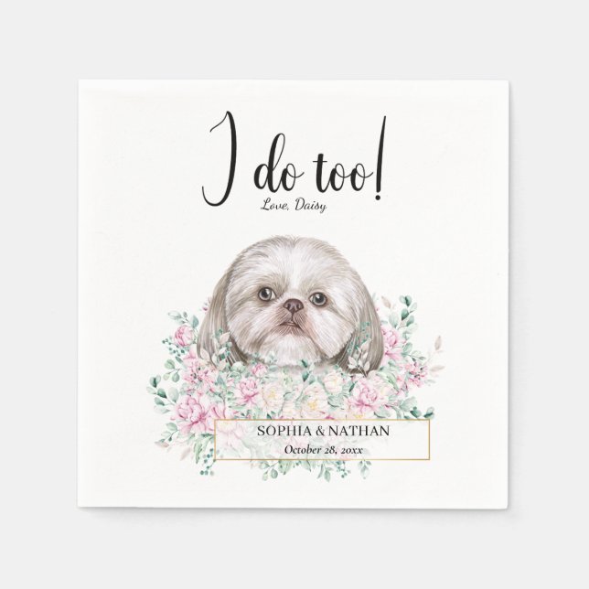 Servilleta De Papel Shih Tzu Dog Boda Cocktail Napkins (Anverso)