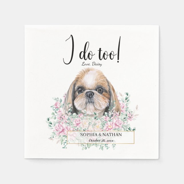 Servilleta De Papel Shih Tzu Dog Boda Cocktail Napkins (Anverso)