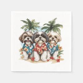 Servilleta De Papel Shih Tzu Dogs con Camisetas hawaianos