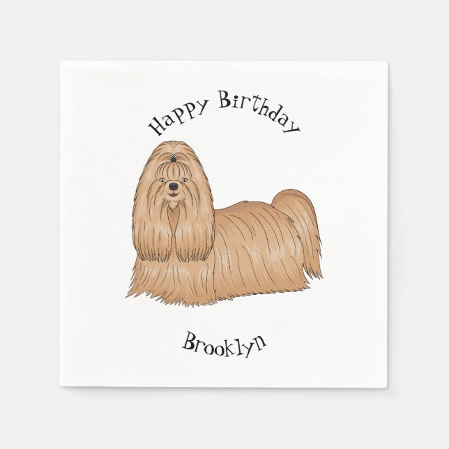 Servilleta De Papel Shih tzu personalizado de pelo largo ilustracion (Anverso)