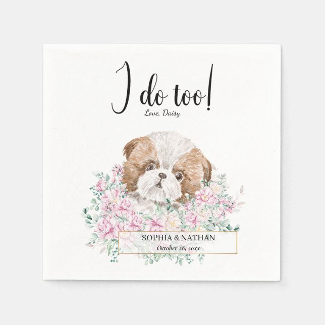 Servilleta De Papel Shih Tzu Puppy Dog Boda Cocktail Napkins (Anverso)