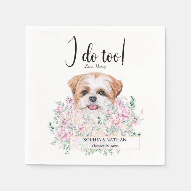 Servilleta De Papel Shih Tzu Puppy Dog Boda Cocktail Napkins (Anverso)