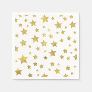 Servilleta De Papel Shimmery Goldstars Patrón de estrella dorada