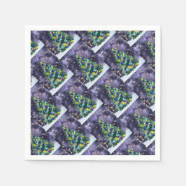 Servilleta De Papel Shiny Christmas tree with bright colored baubles