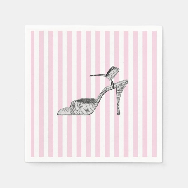 Servilleta De Papel Shoe Ilustracion Moda banda rosa (Anverso)
