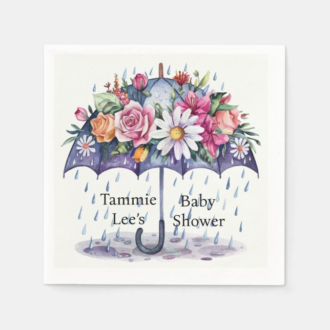 Servilleta De Papel Showered con Baby Shower de flores (Anverso)